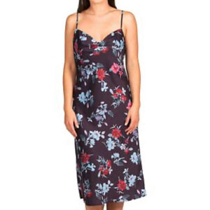 Women's Hippie Rose Floral Cowl Neck Midi Dress S Burgundy Blue